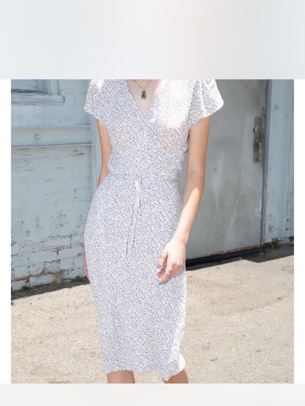 Brandy Melville Light Lavender Floral Wrap Midi Dress